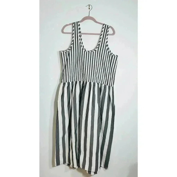 Everlane The Poplin Summer Dress Black and Bone Size XL. Pockets Stripes. - Picture 5 of 9